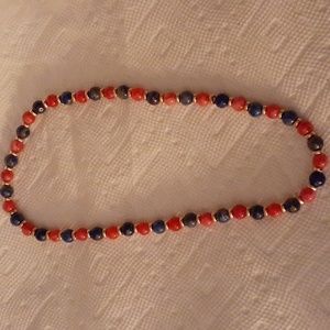 Strawberry tourmaline lapis lazuli necklace